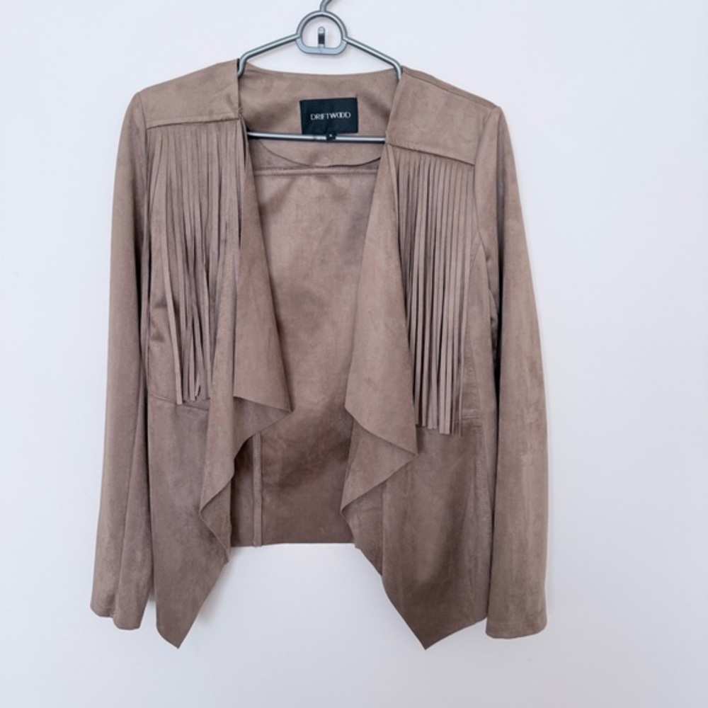 Driftwood Tan Suede Fringe Jacket Small Boho Western Festival Blazer